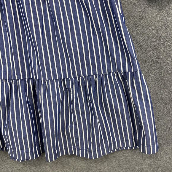 GAP Shirt Dress Womens Large Blue Striped Button Front Tiered Cotton Pockets - Picture 8 of 16